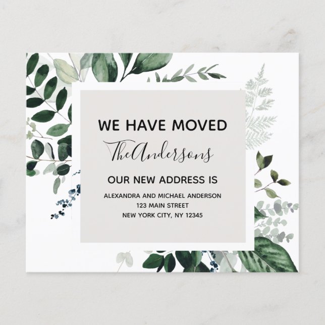 Budget Moving Announcement Eucalyptus Greenery Flyer (Front)