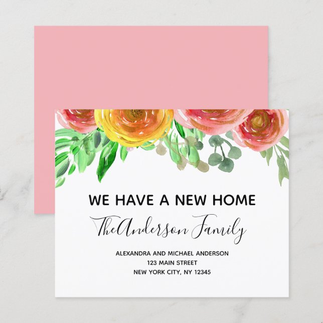 Budget Moving Announcement Floral Blush Pink (Front/Back)