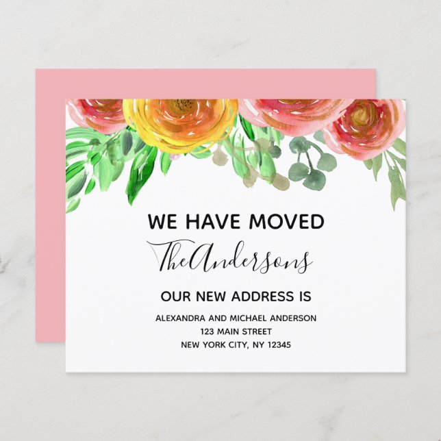 Budget Moving Announcement Floral Blush Pink (Front/Back)