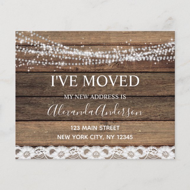 Budget Moving Announcement Rustic Farmhouse Wood (Front)