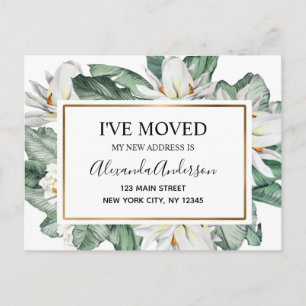 Budget Moving Announcement Tropical Floral Postcar Postcard