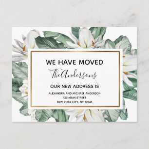 Budget Moving Announcement Tropical Floral Postcard