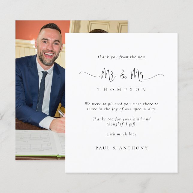 Budget Mr Mr Script Photo Gay Wedding Thanks (Front/Back)