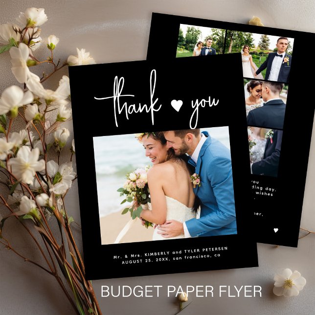 Budget multi photo modern black wedding thank you flyer (Creator Uploaded)