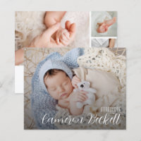 Budget Multiple Photo Collage Birth Announcement