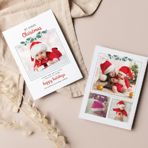 Budget My First Christmas Baby Photo Holiday Card