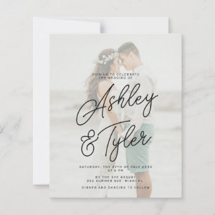Budget names script overlay photo wedding invite