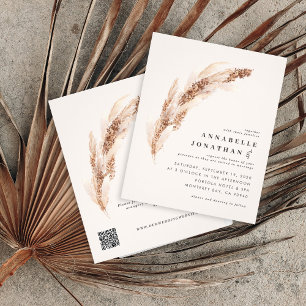 Budget natural boho pampas grass elegant wedding flyer