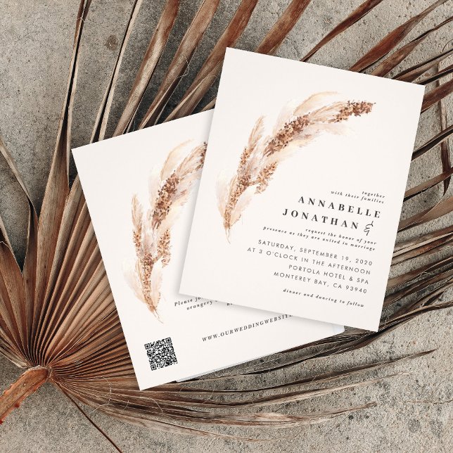 Budget natural boho pampas grass elegant wedding flyer (Creator Uploaded)