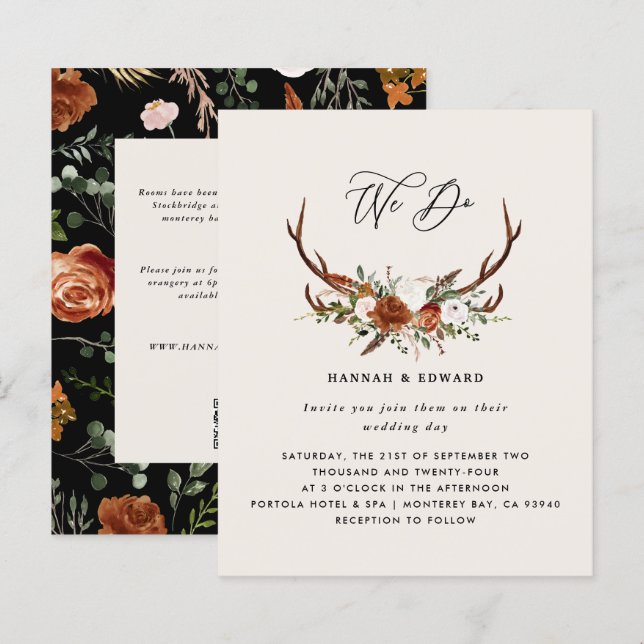 Budget natural botanical rustic elegant details (Front/Back)