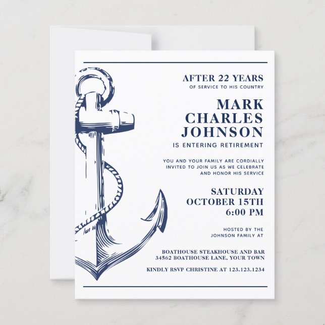 Budget Nautical Anchor Navy Retirement  (Front)