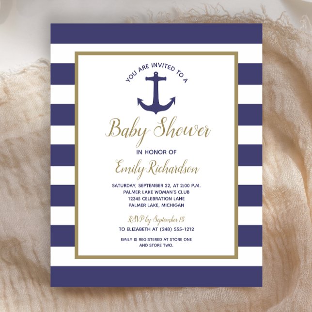 Budget Nautical Drive By Baby Shower Invitation (Creator Uploaded)