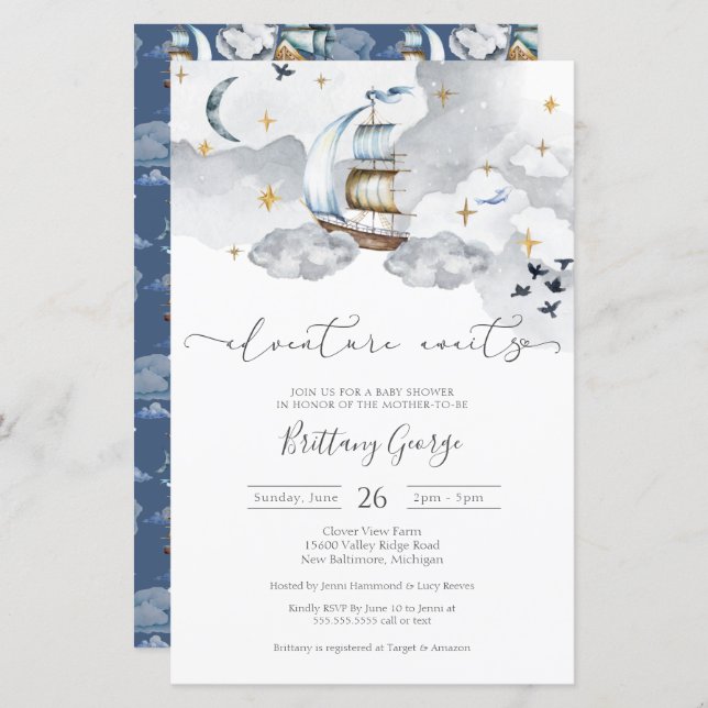 Budget - Nautical Fantasy Baby Shower Invitation (Front/Back)