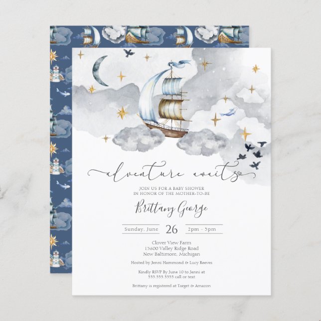 Budget - Nautical Fantasy Baby Shower Invitation (Front/Back)