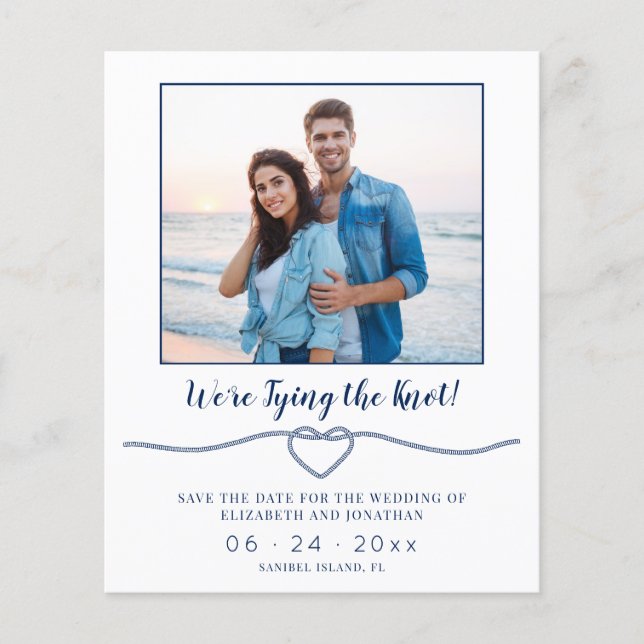 Budget Nautical Knot Photo Wedding Save the Date (Front)