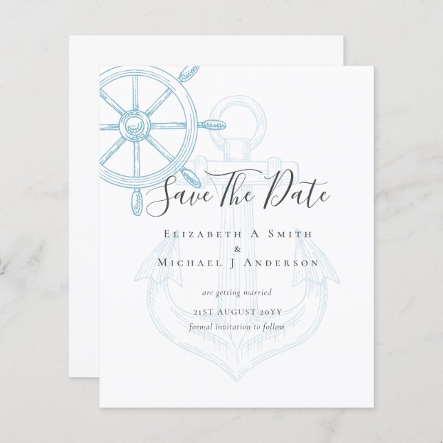 BUDGET Nautical PHOTO Save Dates Sea Beach Ocean (Front/Back)