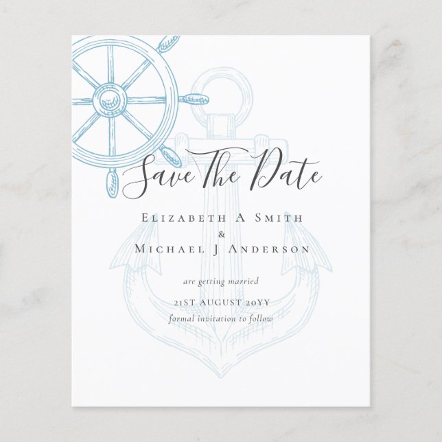 BUDGET Nautical PHOTO Save Dates Sea Beach Ocean Flyer (Front)