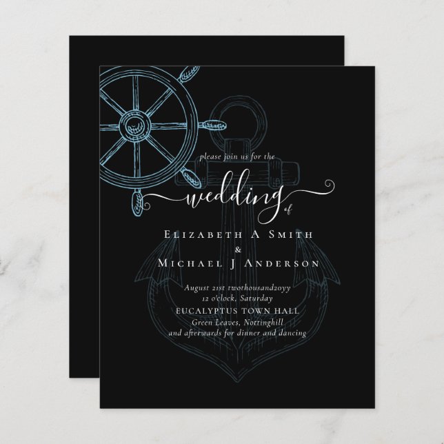 BUDGET  Nautical Ships Wheel Wedding (Front/Back)