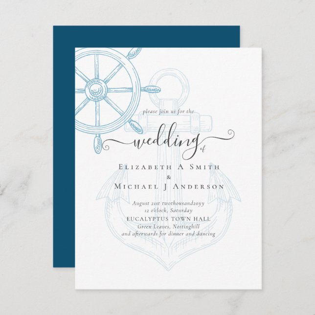 BUDGET  Nautical Ships Wheel Wedding (Front/Back)