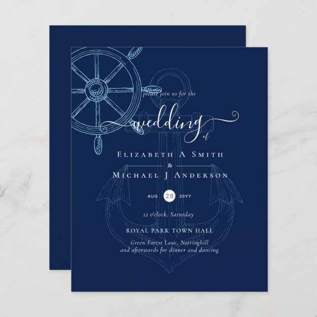 BUDGET  Nautical Ships Wheel Wedding (Front/Back)