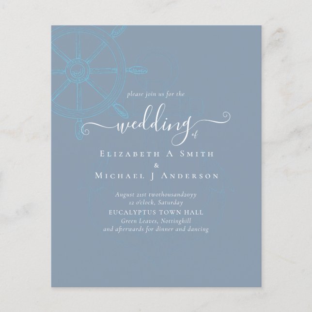 BUDGET  Nautical Ships Wheel Wedding Flyer (Front)