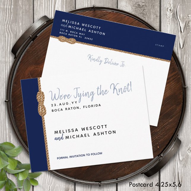 ⚓ Budget Nautical Tying the Knot Save the Date Announcement Postcard (⚓ Budget Nautical Tying the Knot Save the Date Announcement Postcard
)