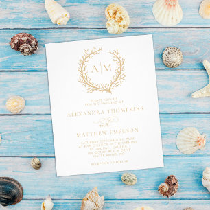 Budget Nautical Wedding Invite Coral Reef Beige Flyer