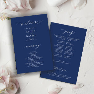 Budget navy and white elegant wedding program
