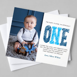 Budget Navy & Blue 1st Birthday Thank You Flyer