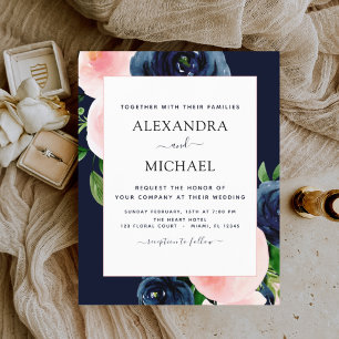 Budget Navy Blue Blush Pink Floral Wedding