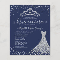 Budget Navy Blue Diamond Sparkle Tiara Quinceanera