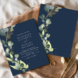 Budget Navy Blue Eucalyptus Wedding Invitations<br><div class="desc">Get ready to set the tone for your upcoming wedding with our beautiful and budget-friendly eucalyptus wedding invitations. These invitations feature a stunning eucalyptus design, bringing a touch of nature to your special day. With a budget-friendly price point, you can have the perfect invitation without breaking the bank. Our easy...</div>