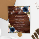 Budget Navy Blue Flowers Rustic Wedding Invitation<br><div class="desc">*** Please enter H155 in the store search to find all matching items *** Or visit our Rustic Navy Blue Flowers Collection. *** This high-quality design is easy to customise to match your wedding colours, styles and theme. For further customisation, please click the "Edit using Design Tool" link and use...</div>