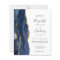 Budget Navy Blue Gold Agate Wedding Invitation