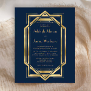 Budget Navy Blue Gold Vintage 1920s Deco Wedding