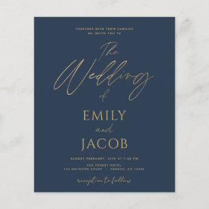 Budget Navy Blue Gold Wedding Modern Flyer
