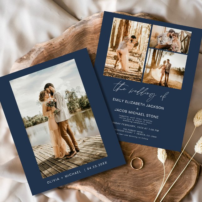 Budget Navy Blue Minimalist Photo Wedding  (Creator Uploaded)