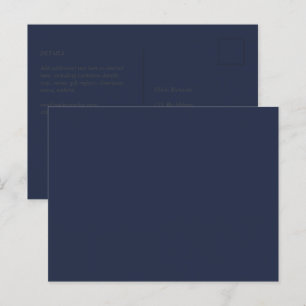BUDGET Navy Blue Monochrome WEDDING Postcard