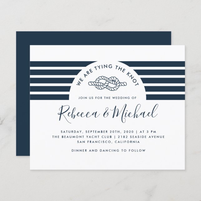 Budget Navy Blue Nautical Tying The Knot Wedding (Front/Back)