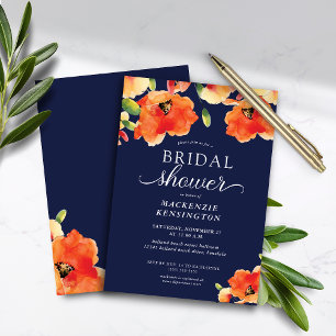 Budget Navy Blue Orange Poppy Bridal Shower