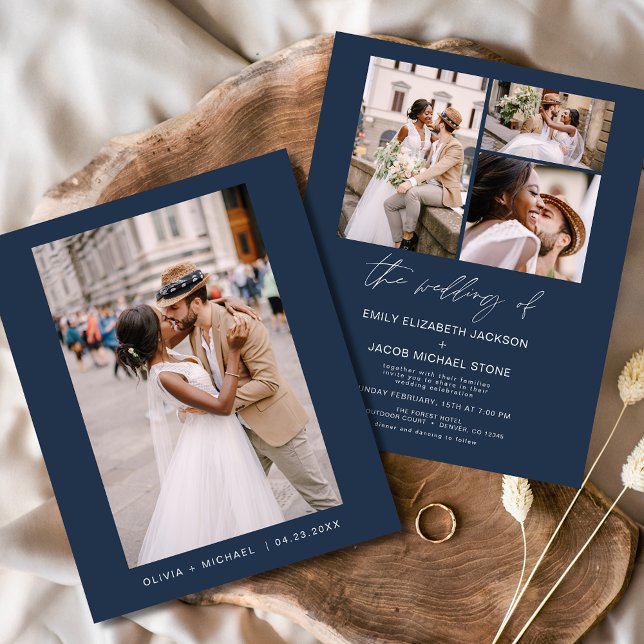 Budget Navy Blue Photo Wedding Invitation (Creator Uploaded)