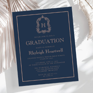 Budget Navy Blue Rose Crest Graduation Party