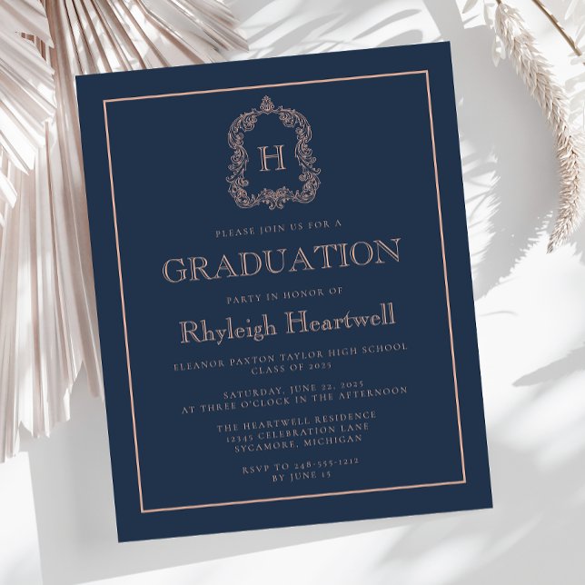 Budget Navy Blue Rose Crest Graduation Party (Creator Uploaded)