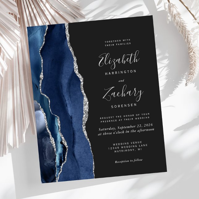 Budget Navy Blue Silver Agate Dark Wedding (Creator Uploaded)