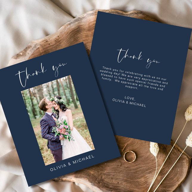 Budget Navy Blue Wedding Thank You Photo  (Creator Uploaded)
