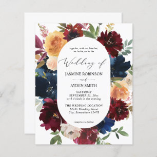 Budget Navy, Burgundy Pink & Peach Floral2 Wedding