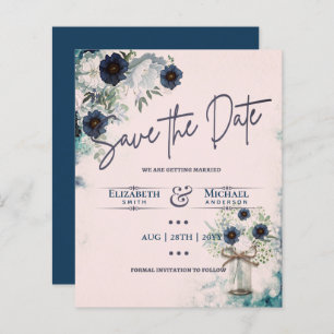 Budget Navy Dusty Blue Floral Rustic Wedding