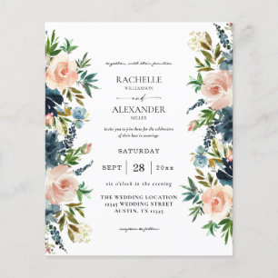 Budget Navy Dusty Blue & Pink Blush 1 Wedding Flyer