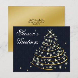 Budget Navy Gold Christmas Tree Holiday Card