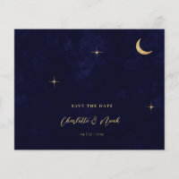 BUDGET Navy Gold Moon Stars Photo QR Code Wedding